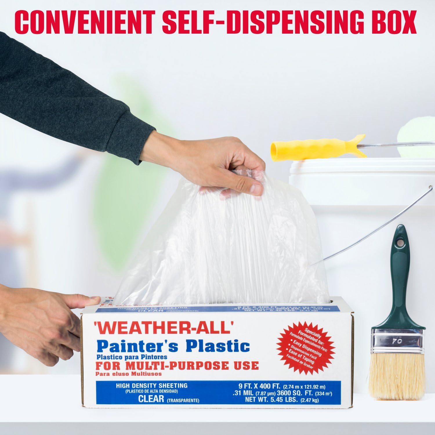 Painters Plastic Sheeting - 9' x 400' Roll -6