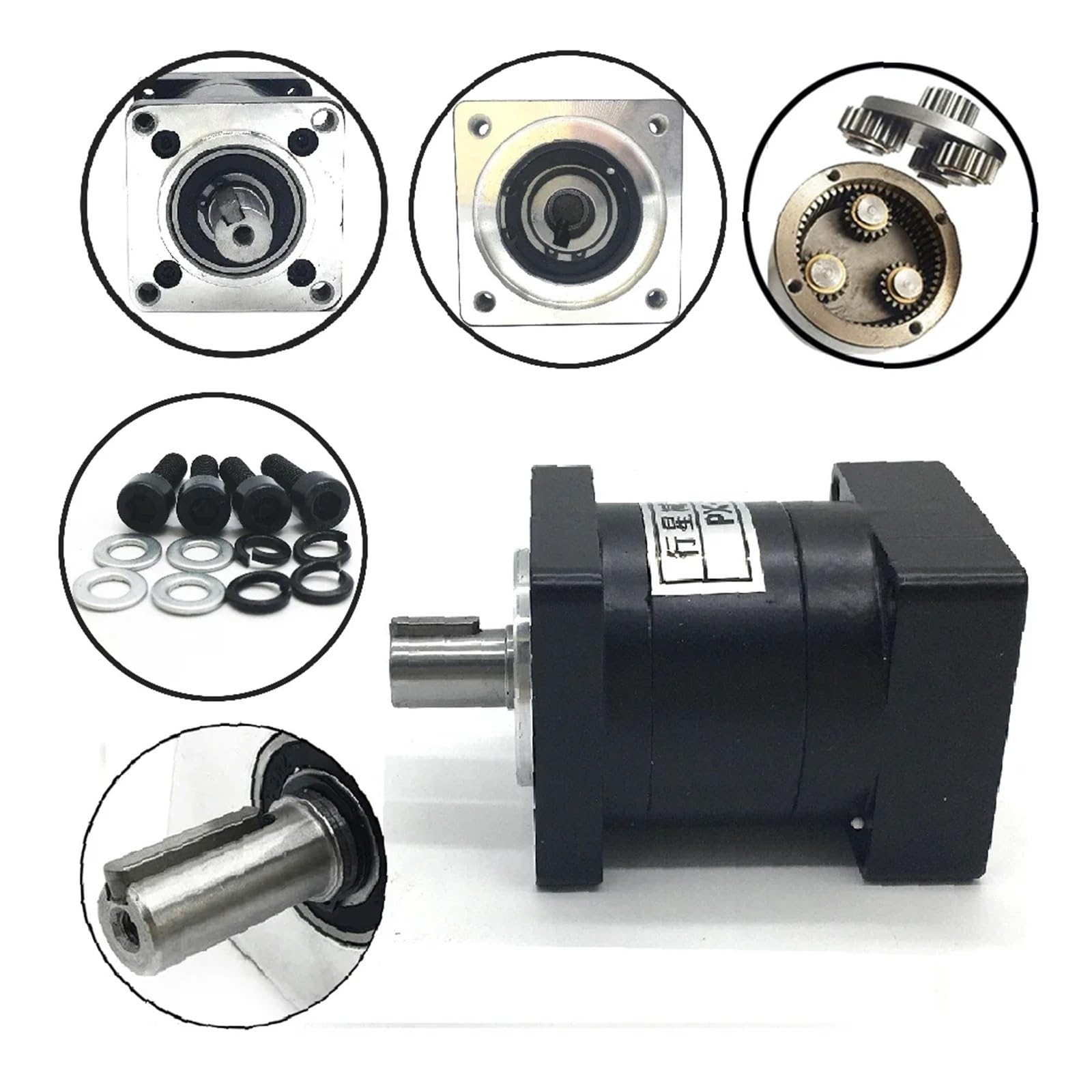 para impresora 3D CNC de bricolaje Reductor de velocidad de engranajes planetarios de 42 mm, relación de brida de 110 mm, entrada de 19 mm, salida de 19 mm, par de torsión de 70 Nm, reductor de motor