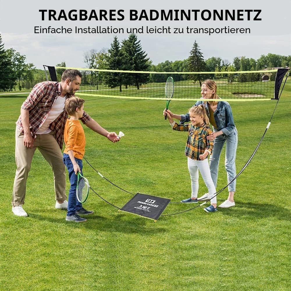 BEFANS Tragbares Badminton-Netz-Set für Garten, Pickleball, Kinder-Volleyballnetz am Strand, einfach aufzubauendes Netz mit Tragetasche Indoor-Outdoor-Sport, kein Werkzeug oder Heringe erforderlich