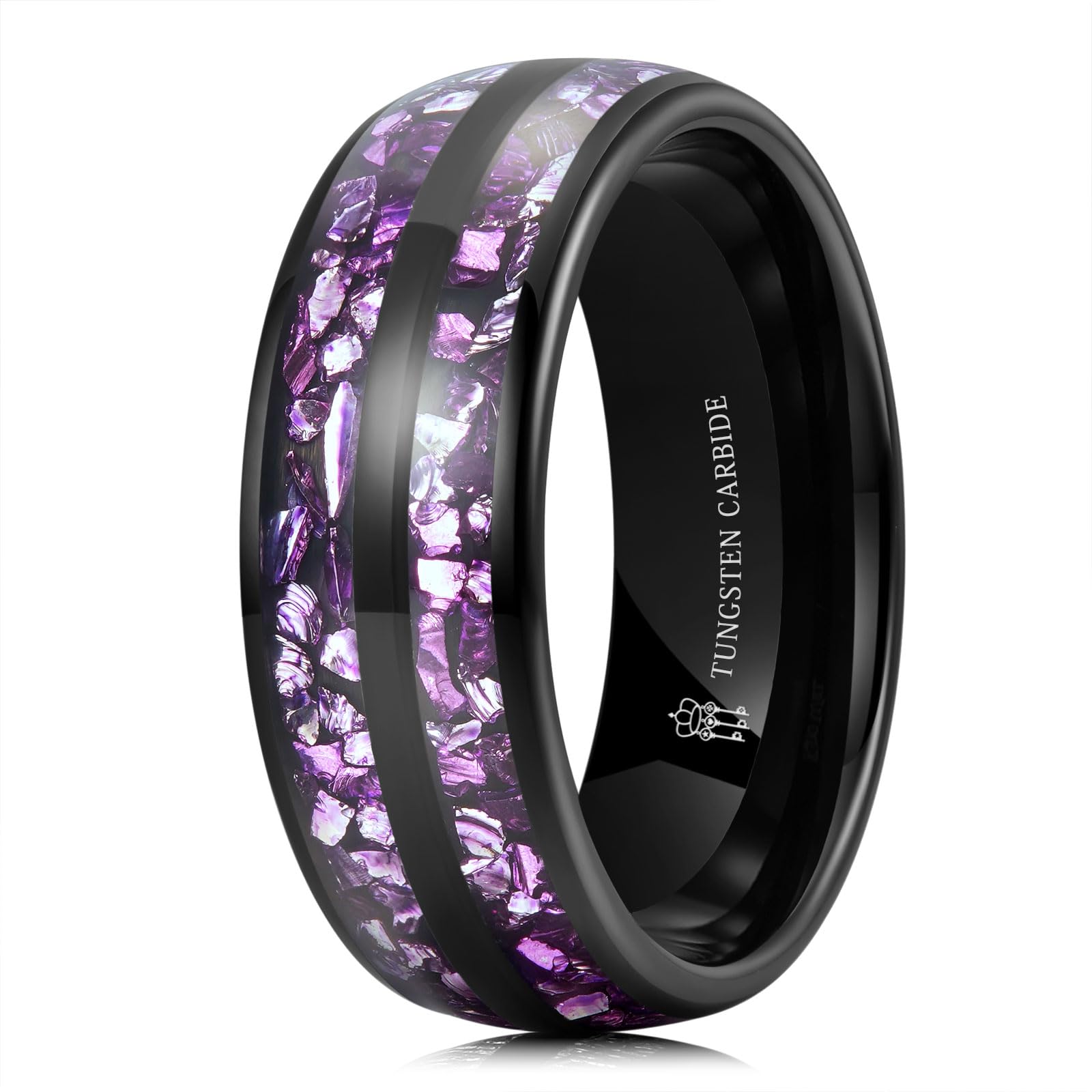 THREE KEYS JEWELRY Tungsten Wedding Band Meteorite Inlay for Men Women