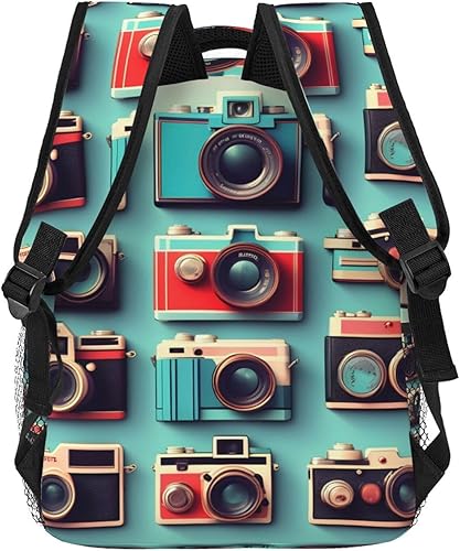 Vista 2 de Retro Cool Camera Collection - Mochila ligera para computadora portátil, para hombres y mujeres, mochila universitaria, Colección Retro Cool Camera
