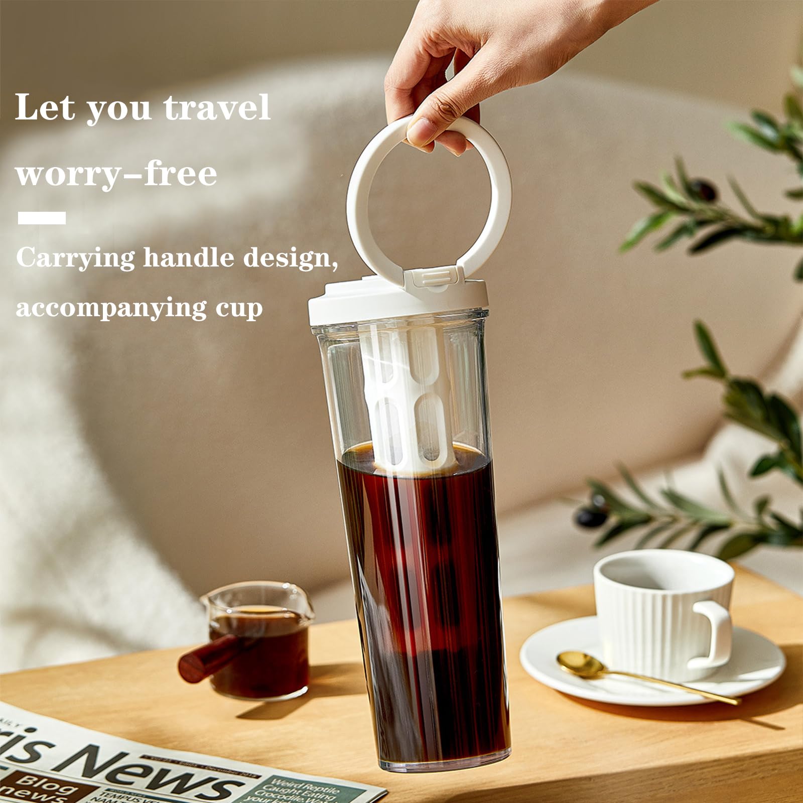 Cafetière à froid pichet à thé glacé grande capacité filtre en maille 1 l blanc