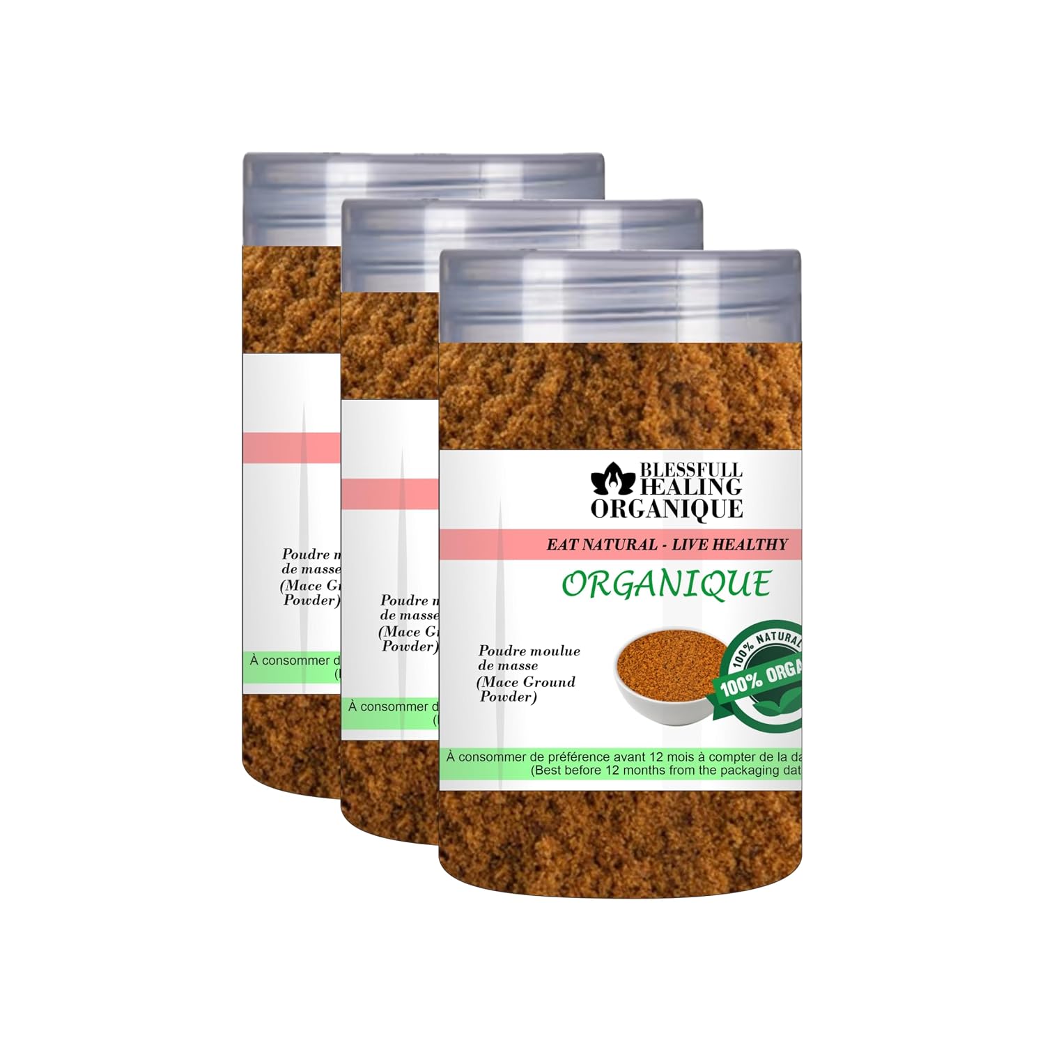 Blessfull Healing Organic Mace Ground Powder 100 Gram (3.52 oz) Each (Pack Of 2) = 200 Grams, Vegan