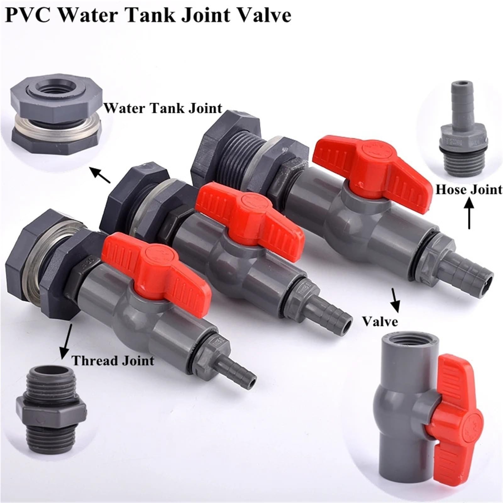 Juego de 1 a 3 conectores PVC for acuario, 1/2" y 3/4" a 8-16 mm, for manguera drenaje agua, válvula unión Pagoda(3l4 Inch-12mm,3Pcs)