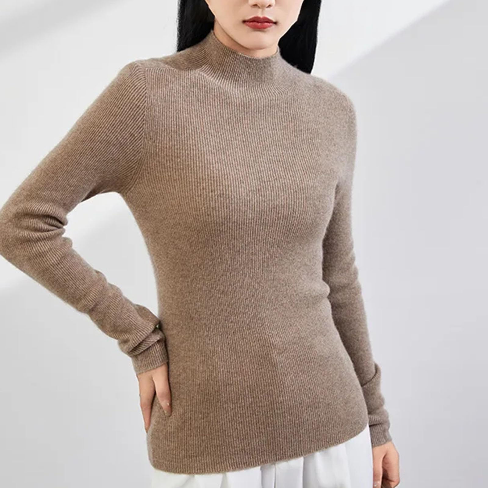 Maglione da donna a collo alto in cashmere slim all-match maglia fondello camicia
