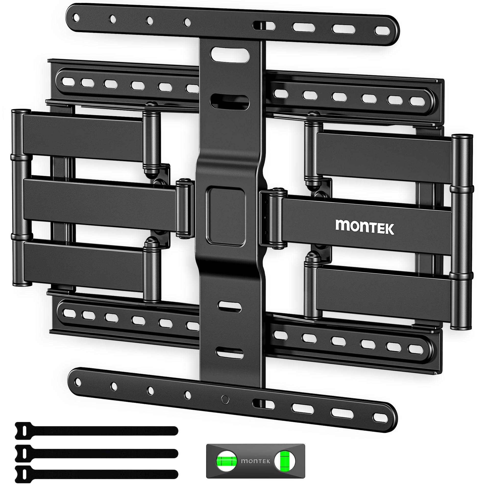 monTEK Supporto da parete ultra sottile da 1,1" per TV da 37-75 pollici fino a 60 kg, supporto TV a basso profilo, orientabile, inclinabile ed estensibile, supporto da parete completamente mobile
