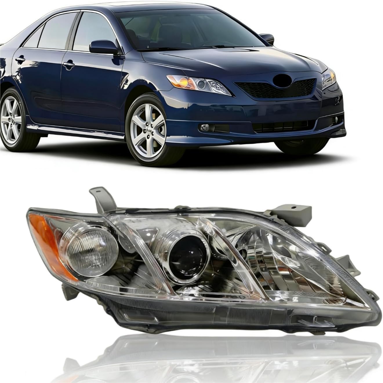 Halogen Black Headlights Headlamp For 2015 2016 2017 Toyota Camry LE SE XLE XSE Left + Right PAIR AM-CM15A06