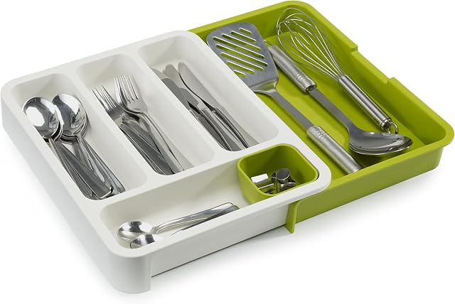 Joseph Joseph DrawerStore Expandable Cutlery Tray, White/Green