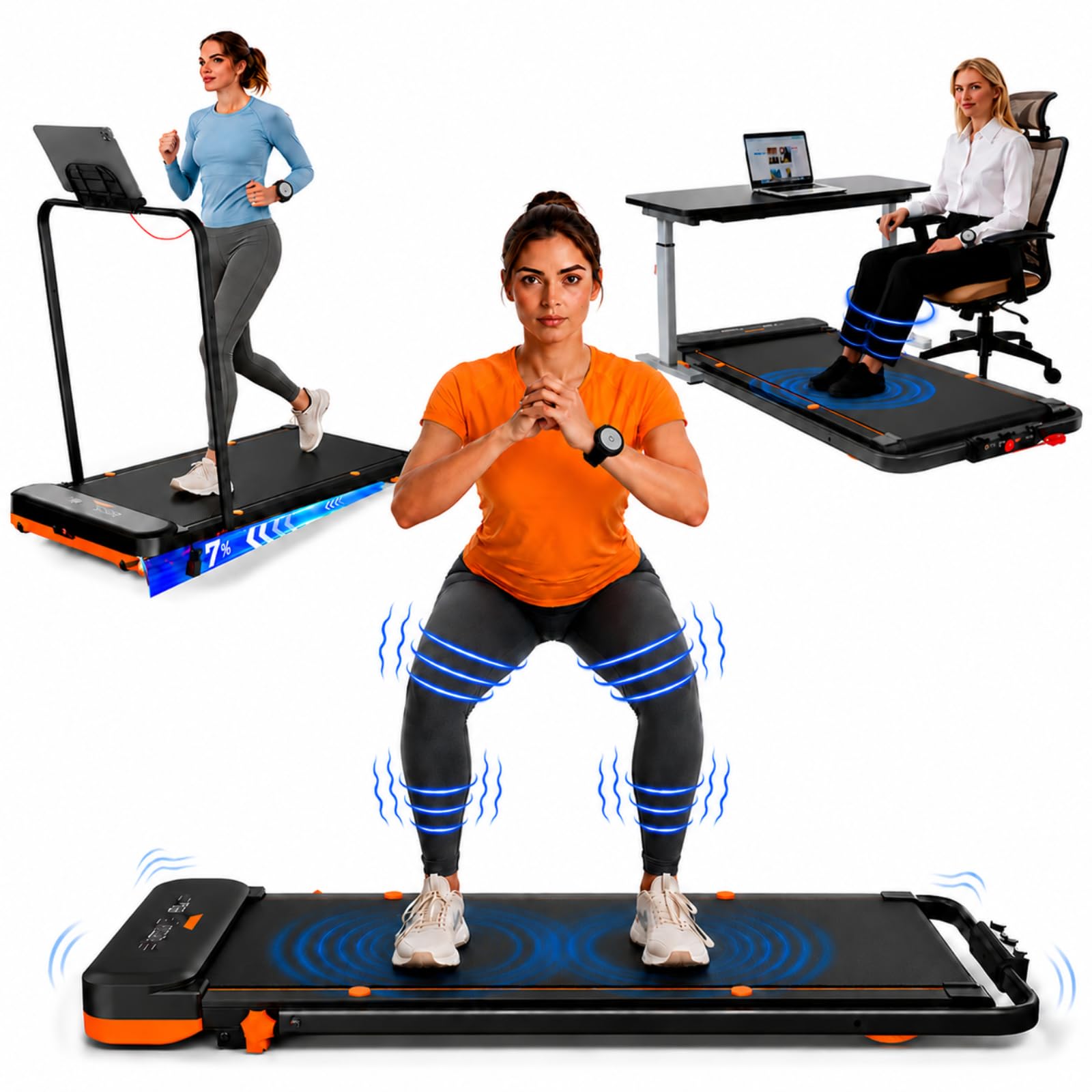 Photo 1 of JAGJOG Walking Pad with Vibration & Incline Fat Burning, Under Desk Treadmill for Home Office, Quiet 2.5HP Folding Treadmill with LED Display Tracking, No Assembly