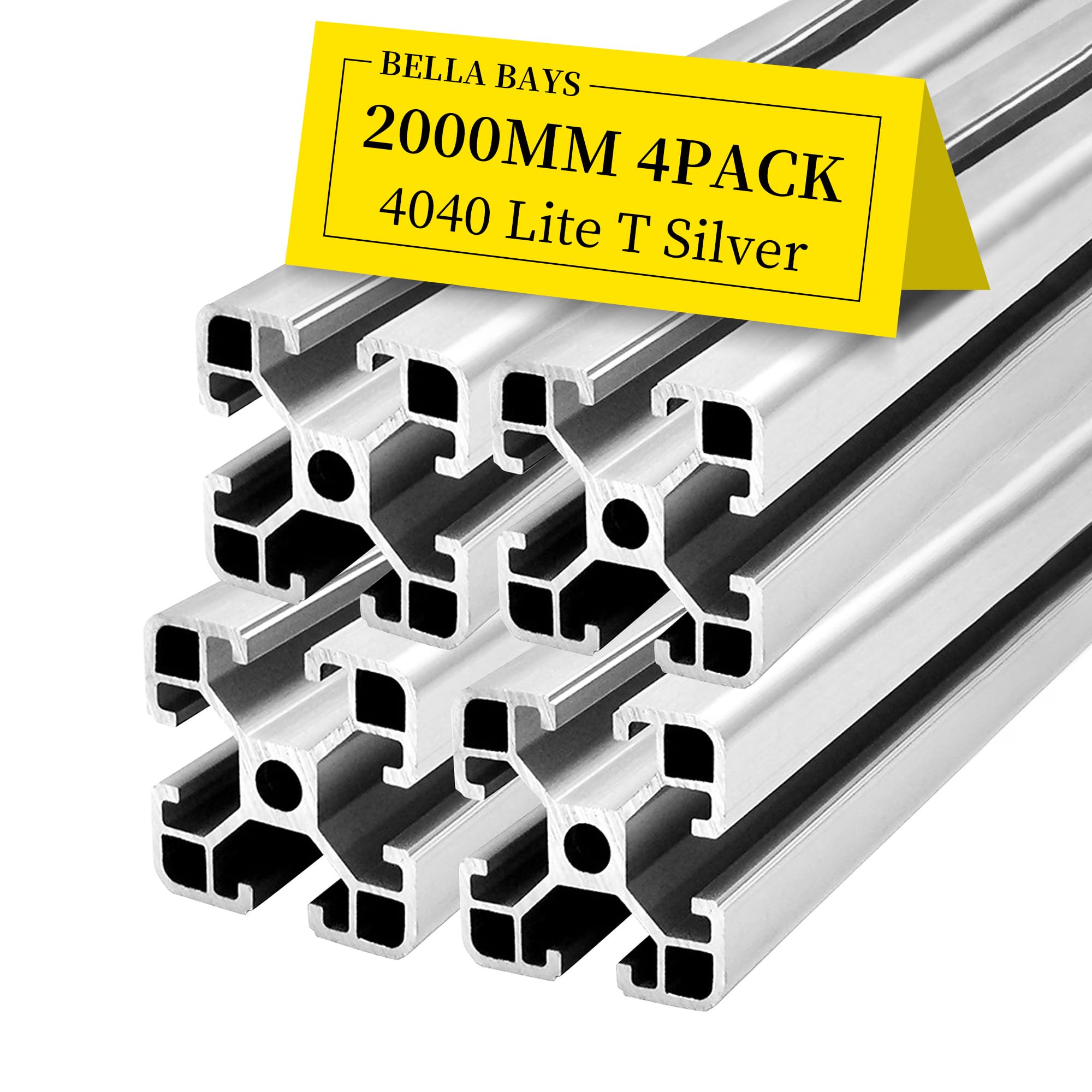4pcs 4040 T Slot Aluminum Extrusion Profile 2000mm 78.74inch European Standard Anodized Extruded Linear Rail Guide Frame for DIY Workbenche Furniture Fitness Equipment Machinery Silver BELLA BAYS