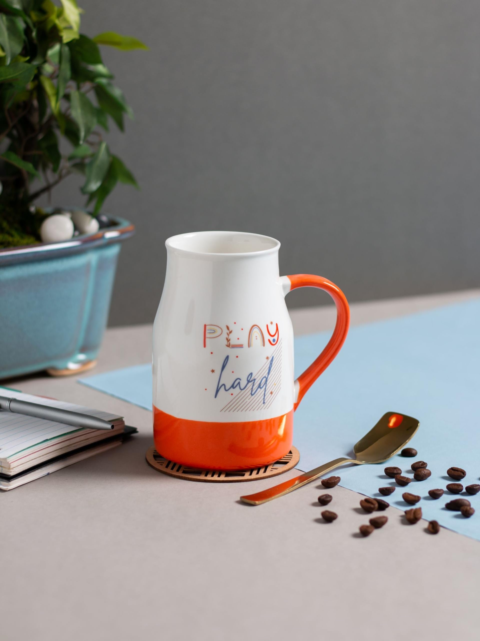 JCPL Fine Ceramic Printed Milk Mug 1 Piece Capacity 490 ml (Orange) (JC MM1 Flask Zest ZS25)