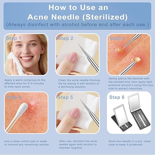 Miniatura 4 de Kit de herramientas para quitar puntos negros, juego de 6 piezas de extractor de espinillas de acero inoxidable con pinzas, garantía de reemplazo de