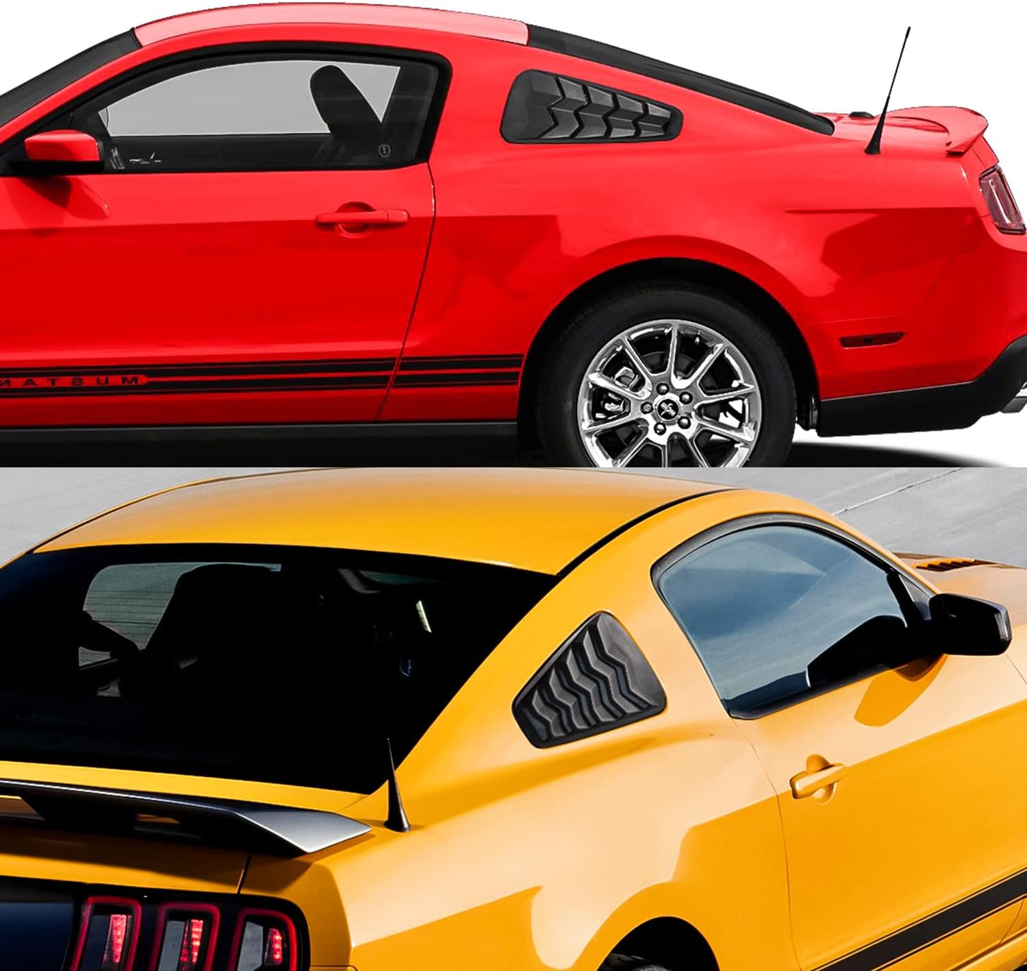Danti Rear and Side Window Louvers Windshield Sun Shade Cover for Ford Mustang 2005 2006 2007 2008 2009 2010 2011 2012 2013 2014 GT Lambo Style Matte Black