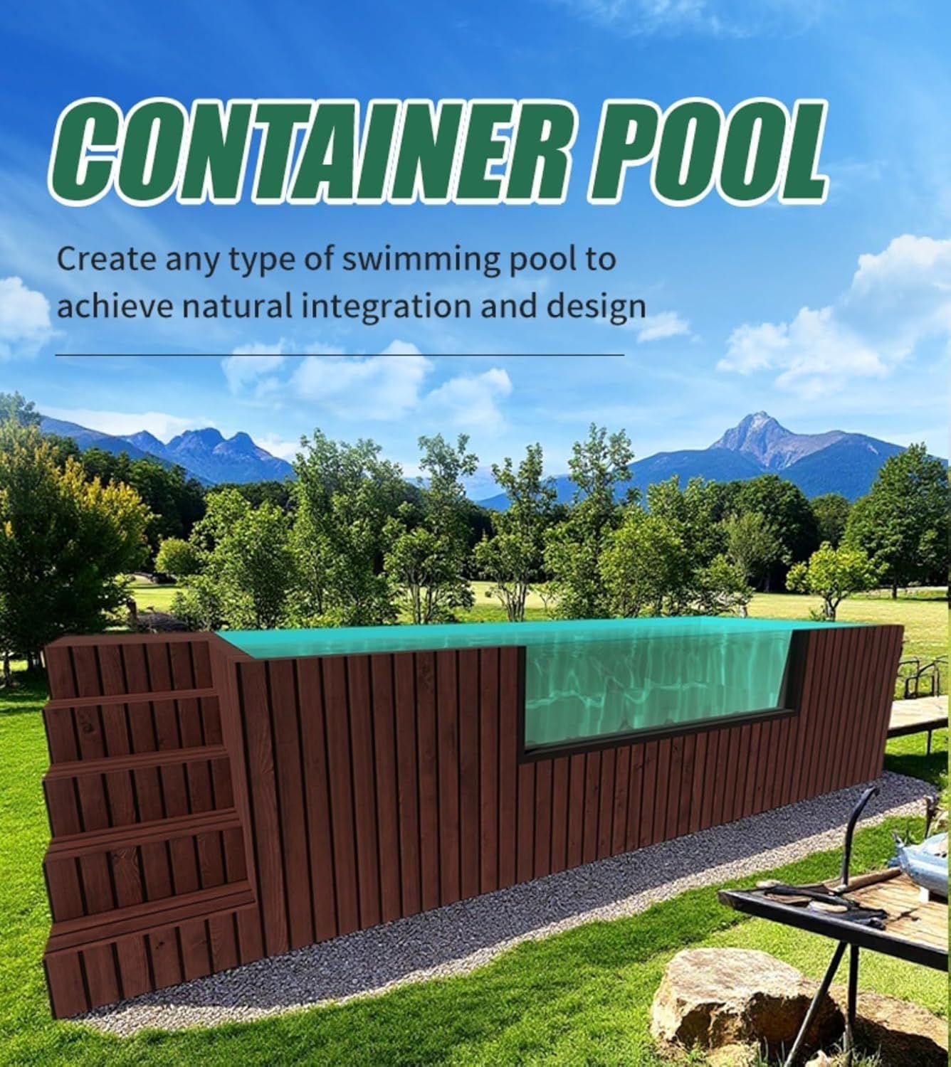 Container Pool Heated Movable Winter Swimming Pool Prefab Modular Outdoor Villa Plunge Steel Frame Fiberglass Backyard Family