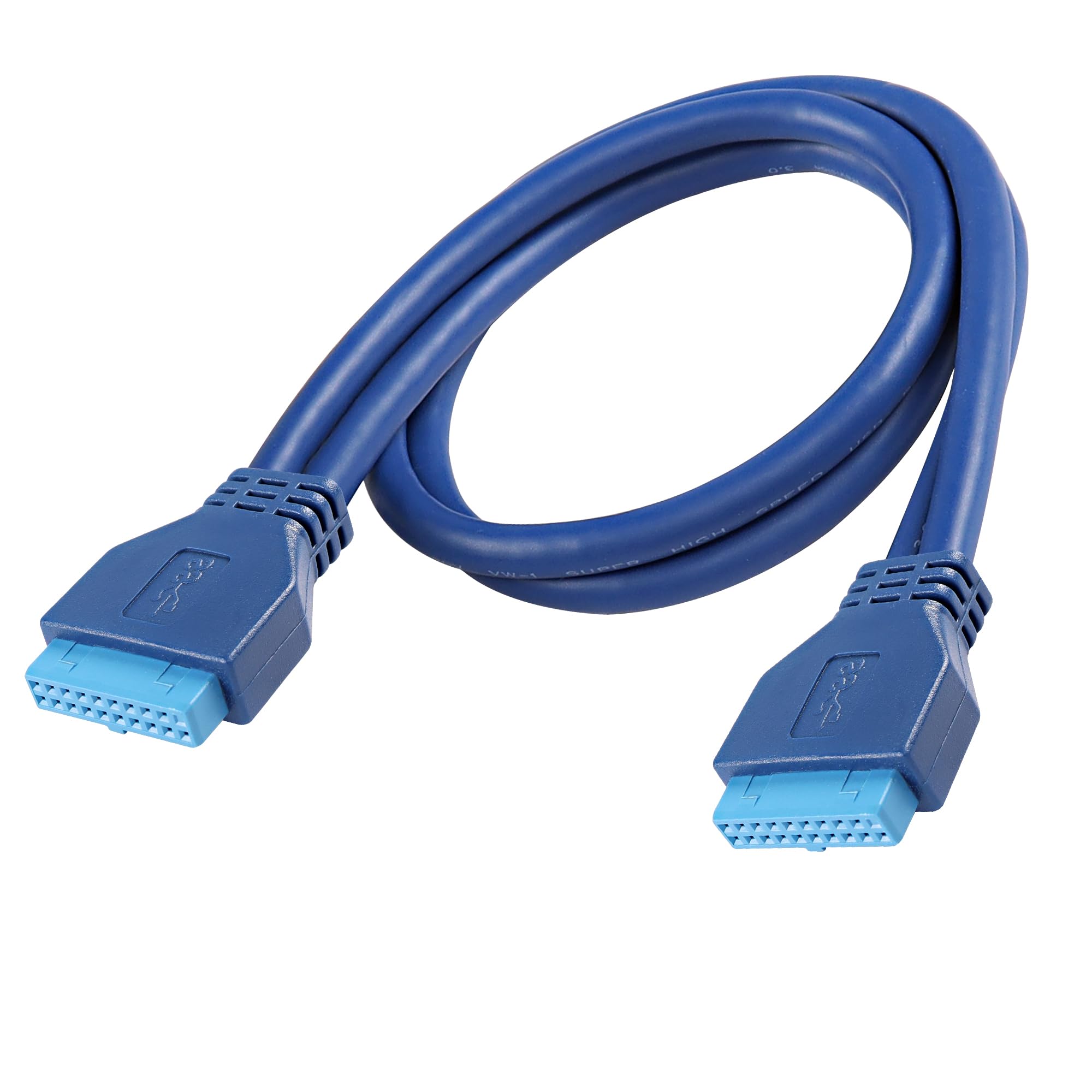 Photo 1 of MEIRIYFA USB 3.0 Header Extension Cable Motherboard USB 3.0 20 Pin/19 Pin Female to Female Extension Cable 5Gbps High-Speed Connection (Blue, 0.5M)
