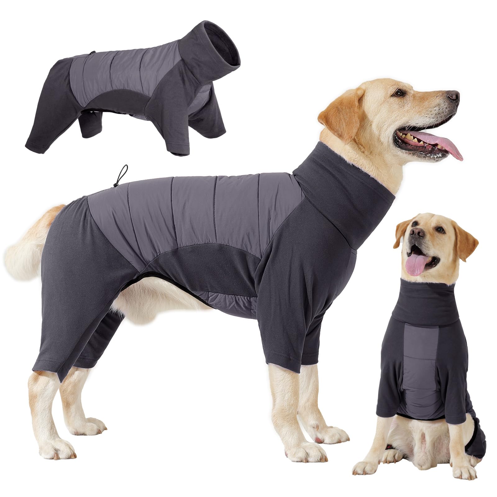 Dotoner Cappotto Impermeabile per Cane a 4 Zampe, Giacca Antivento Invernale con Materiale Elastico, Body Caldo con Passante per Guinzaglio, Pigiama Cani di Taglia Piccola Media e Grande