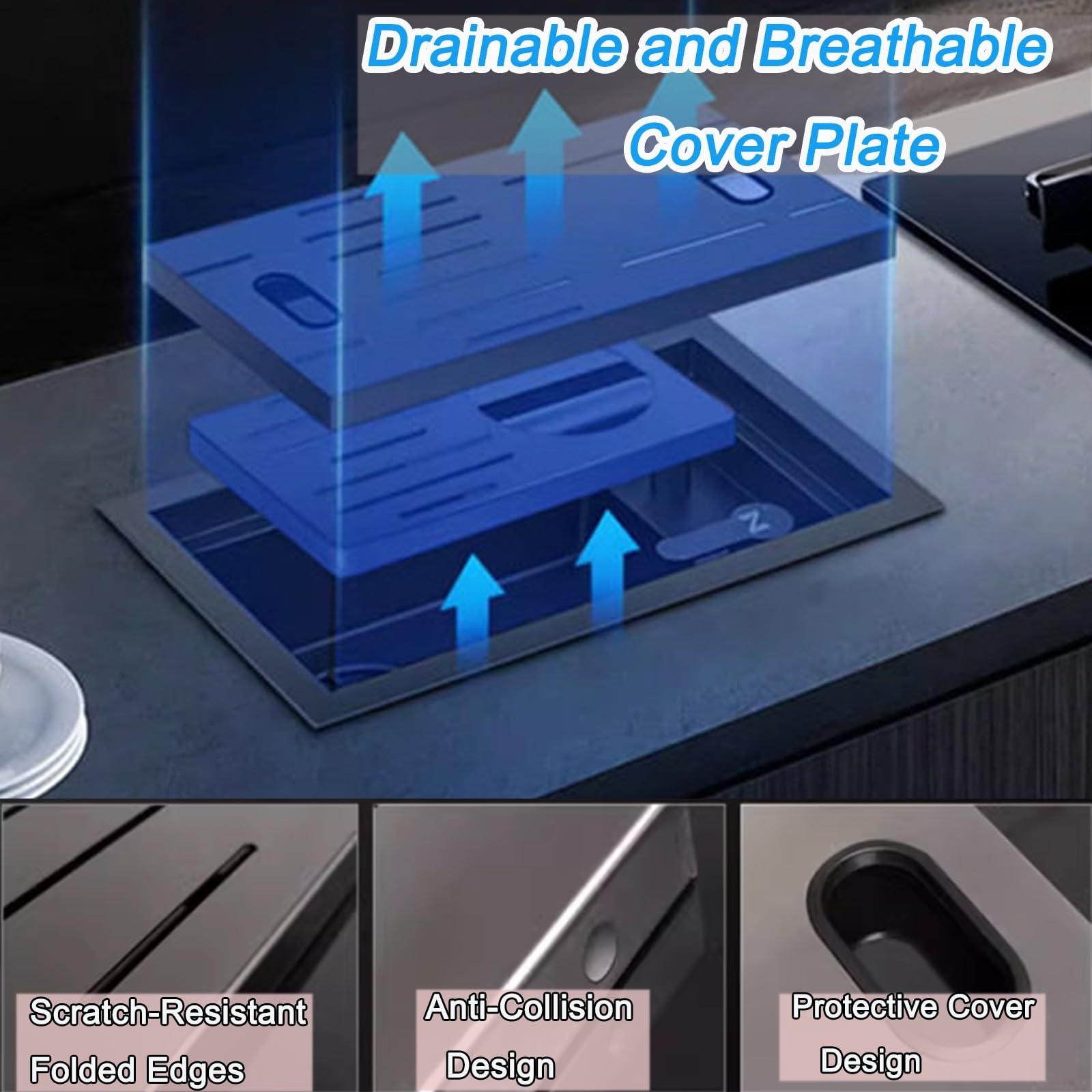 Fregadero Camper, Lavabo Caravana con Grifo, Fregadero Multifunción Oculto con Lavavasos Combinado, Fregadero de Acero Inoxidable para Barra de Camping
