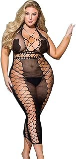 Bodystocking Grande Taille Ouverte Entrejambe Body Sexy Femme Érotique Transparentes Bas Résille Lingerie de Nuit sous-Vêtements Nuisettes Combinaison Collant en Boîte
