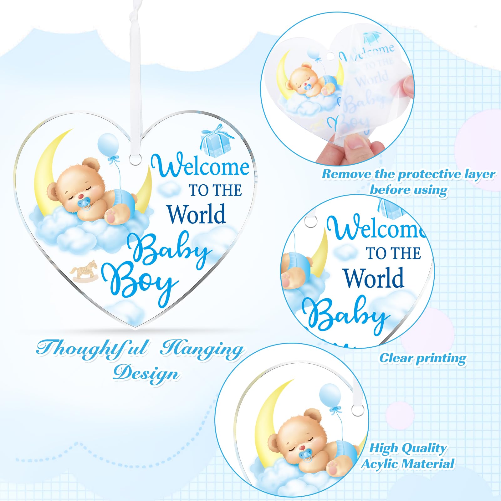 HOWAF New Baby Boy Card, New Baby Card for Birth of Boy Congratulations Baby Boy Card - Image 4