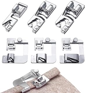 6 Stücke Nähfüsse Edelstahl, Presserfoot Nähmaschinen-nähfuß Rollsaumfuß Silber Rollsaum Set Schmaler Druckfuß Nähfuß (3/4/6 mm) Breiten Rollsaumfuß (4/8, 6/8, 8/8 Zoll) nähen Sie feine Rollierungen
