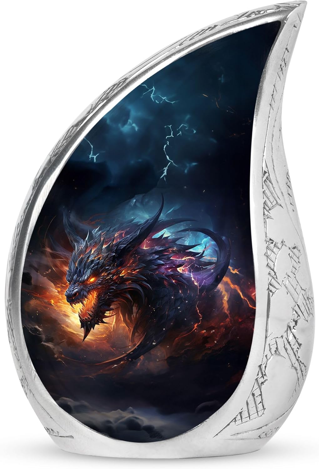 Cosmic Dragon Roar - Urn for Human Ashes - Sapphire Blue - Adult Male & Female - Large with Velvet Bag - Memorial Urn