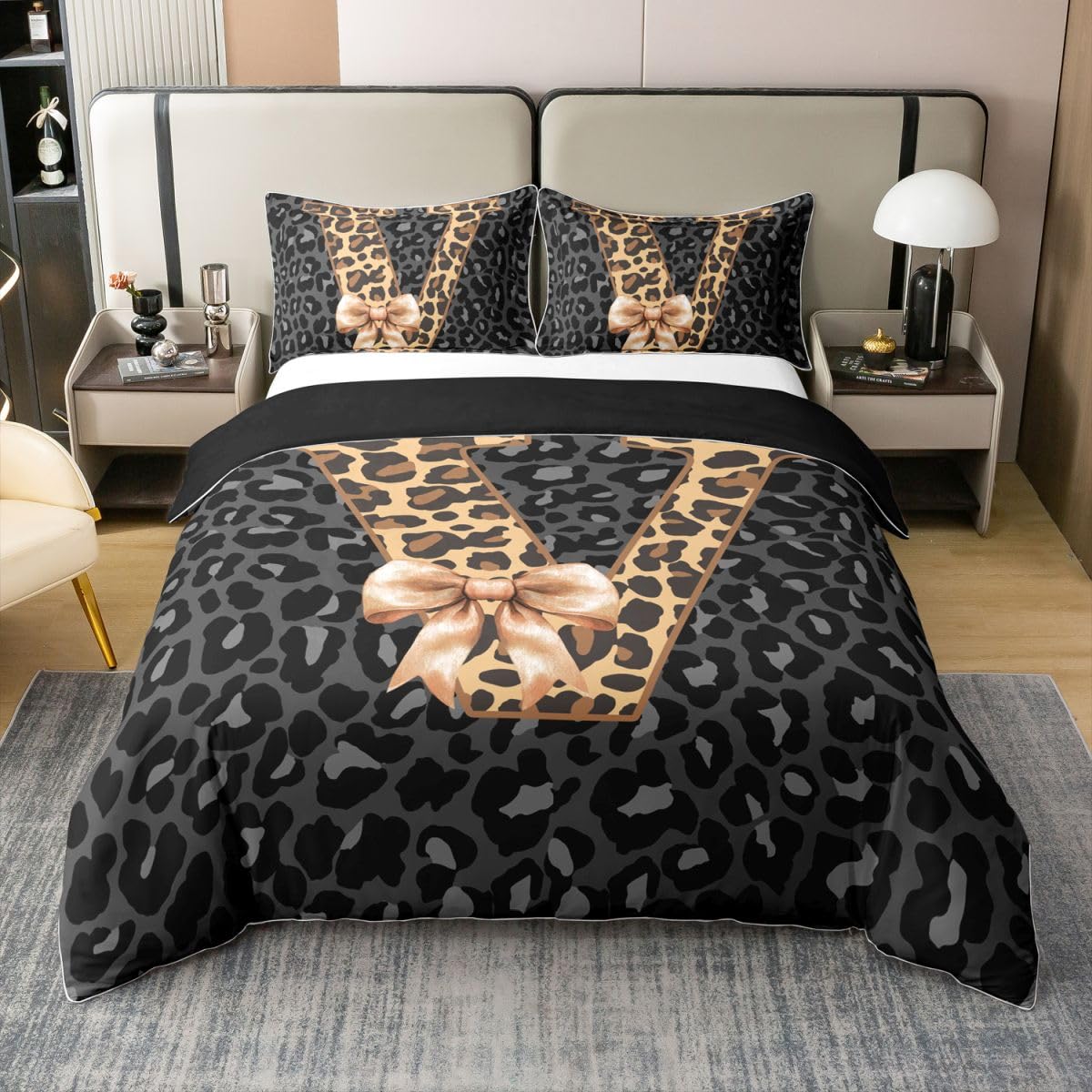 Housse de couette 220x240 coton guépard marron Homewish