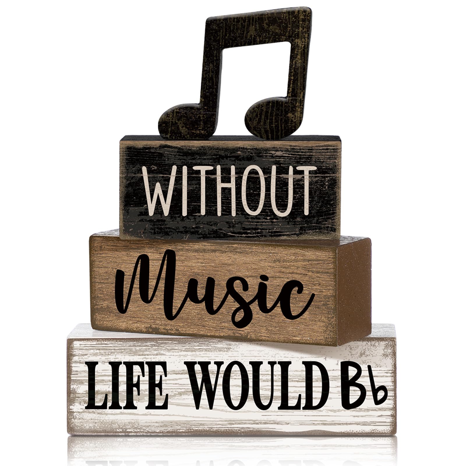 Moucuny 4 Pcs Music Notes Decor Wooden Block Signs Musicical Party Decor