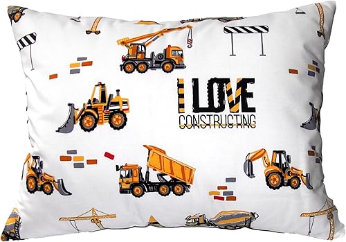 Funda de almohada de algodón de 13 x 18 pulgadas para niños pequeños, fundas de almohada para almohadas de viaje, almohadas de tractor de camión