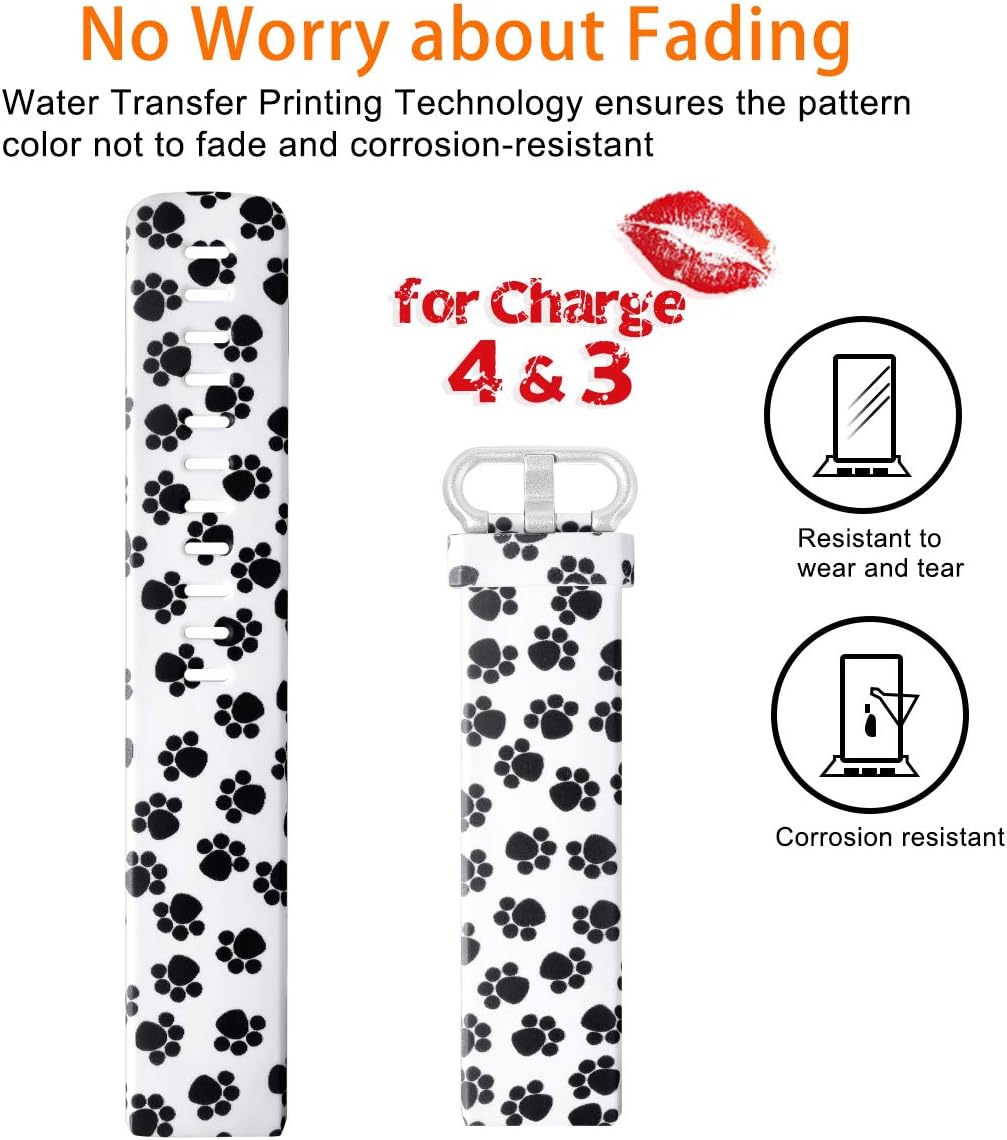 Maledan Compatible with Charge 3 Bands and Charge 4 Bands, Paw Print, Small