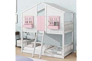 Bunk Bed Accessories for Kids - Twin Over Twin House Bunk Bed,...