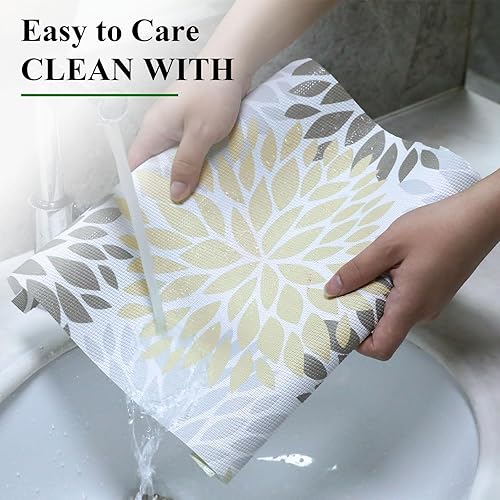 Miniatura 4 de U'Artlines Juego de 4 manteles individuales, diseño floral, elegante, de vinilo, antideslizante, aislante, lavables, de PVC, para mesa de comedor,