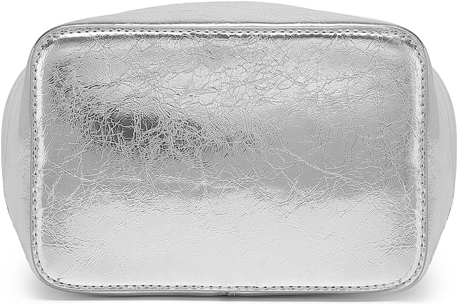 Women's Mini Faux Leather Backpack - Stylish Silvery Design Compact Size Trendy and Practical for Everyday Use - Image 9