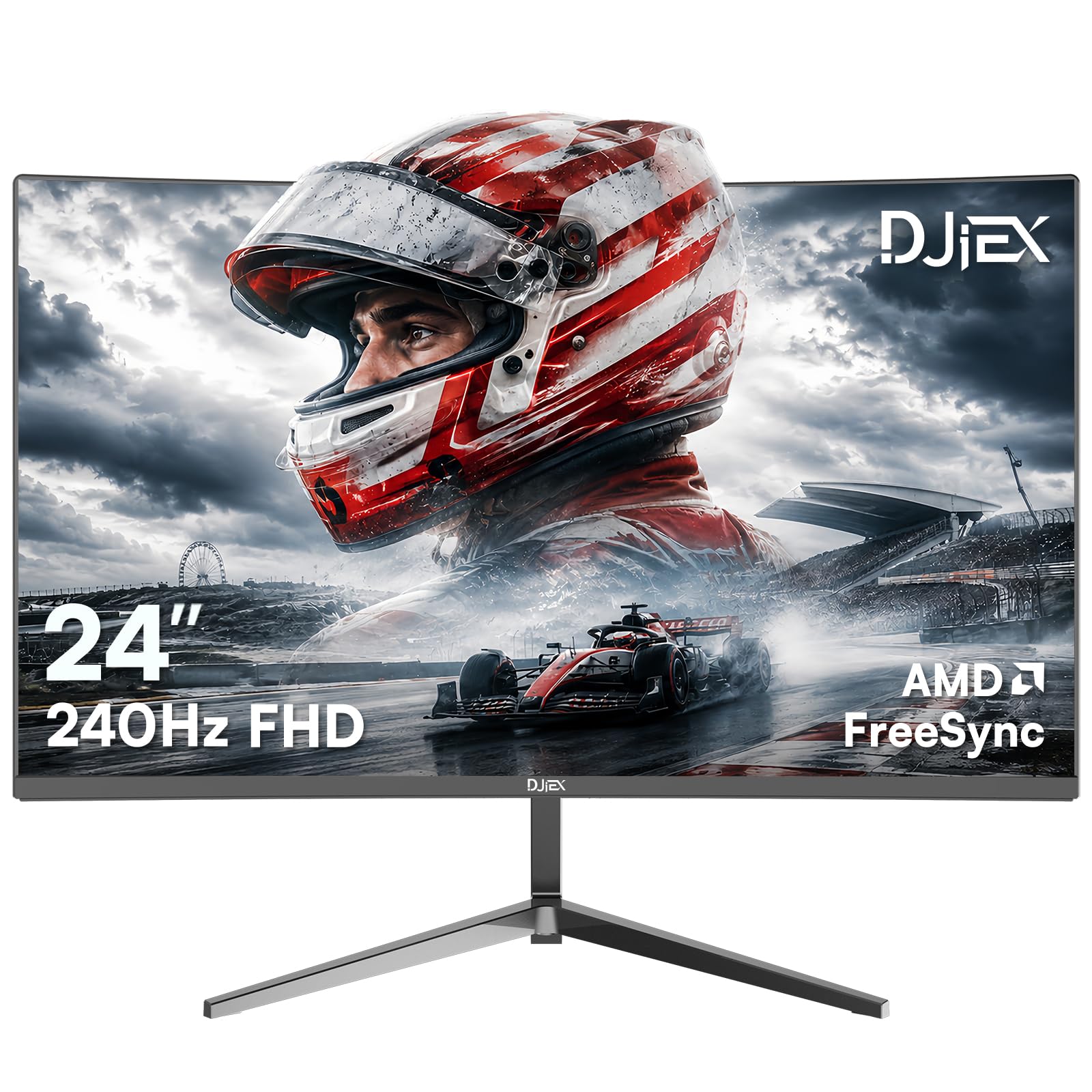 Monitor curvo da gioco da 24 pollici, 240 Hz, FHD 1080p con 3000R, rapporto di contrasto 4000:1, HDR10, FreeSync, HDMI 2.0 e DP 1.4, supporto VESA, per giochi e ufficio