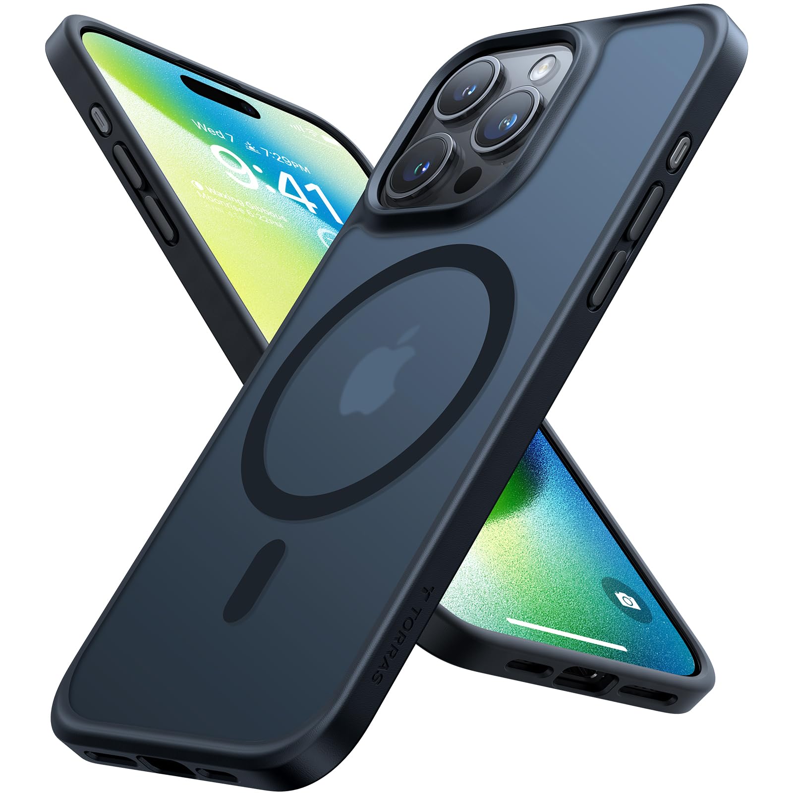 TORRAS Magnetic Designed for iPhone 15 Pro Max Case [Military Grade Drop Tested] [Compatible with MagSafe] Slim Translucent Matte Case for iPhone 15 Pro Max (6.7") 2023, Black