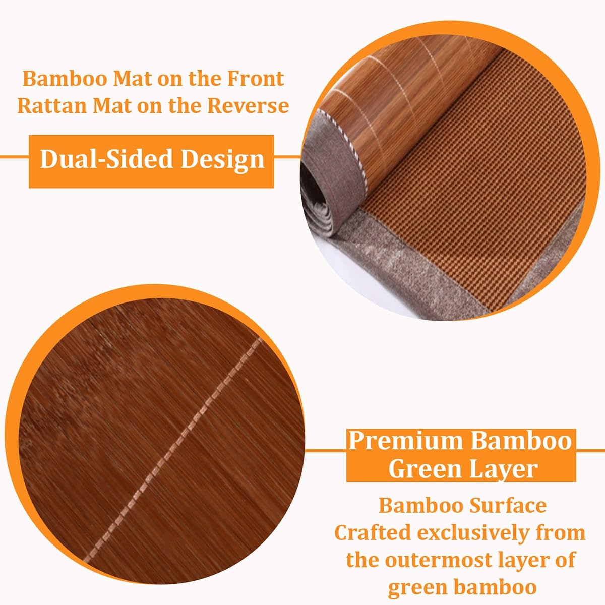 Estera de Bambú Plegable Doble Cara Colchón de Verano Fresco, Esterilla de Ratán Transpirable para Cama Dormitorio, Estera De Bambú Plegable De Doble Cara para Cama,(70 * 190cm/27.5 * 74.8in)