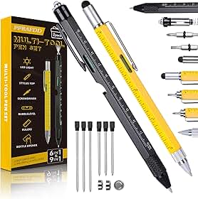 PPRAFDD Conjunto de canetas multiferramentas 9 em 1, para adultos, homens, conjunto de canetas multiferramentas, presentes para homens que têm tudo, presentes masculinos para Natal, Dia dos Pais,