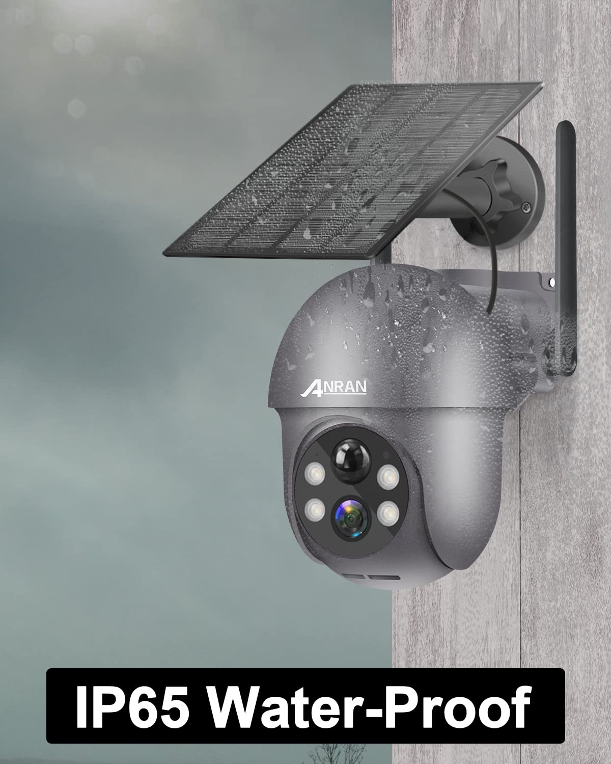 ANRAN 2K Telecamera WiFi Esterno Senza Fili con Pannello Solare, 360° PTZ Videocamera Sorveglianza con Batteria, Rilevamento PIR, Allarme, Visione Notturna a Colori, Audio a 2 Vie, Q1 Grigio 2Pz