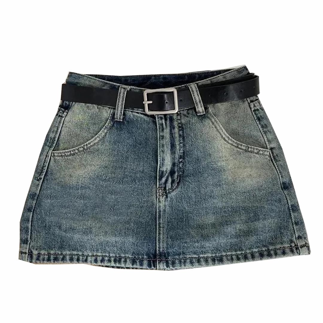 Minigonna casual da donna Street Wear a vita alta con bottoni e cerniera a una linea di jeans gonne