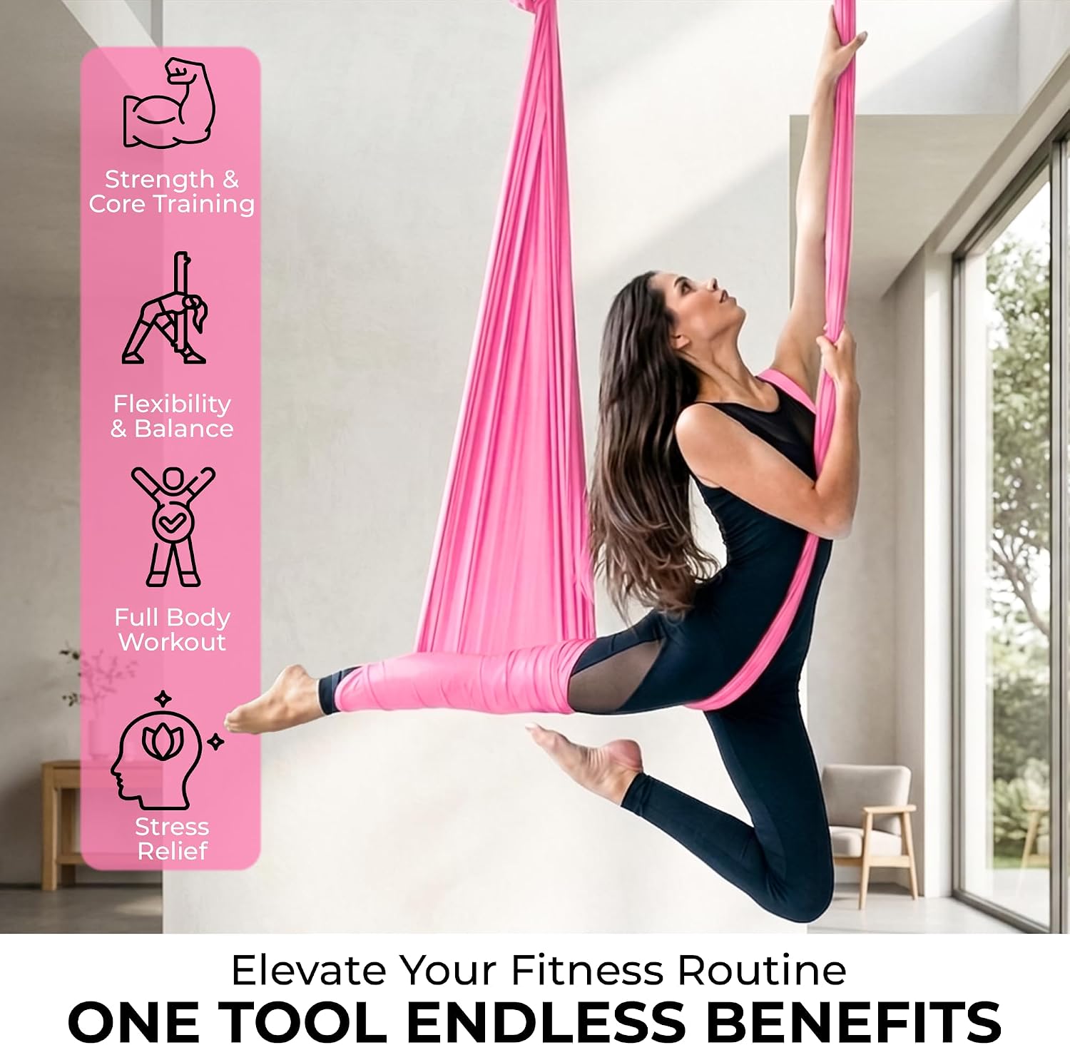 LOTUS78 Aerial Yoga Hammock 5.5 Yards (198 Inches) – Premium Aerial Silk Swing for Antigravity Fitness, Inversion Therapy, Strength & Flexibility | Purple | Yoga Trapeze for Home & Studio