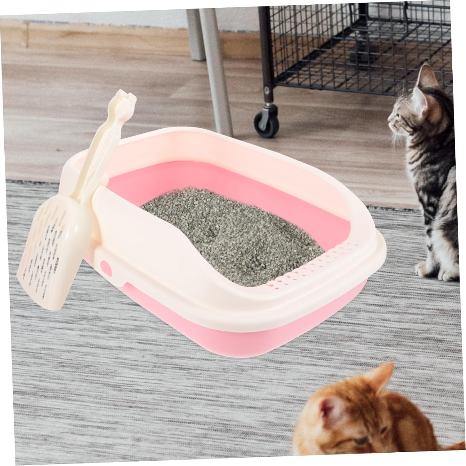 Cute Cat Litter Box with Lid Large Capacity Cat Toilet for Indoor Open Pet Litter Box with High Sides