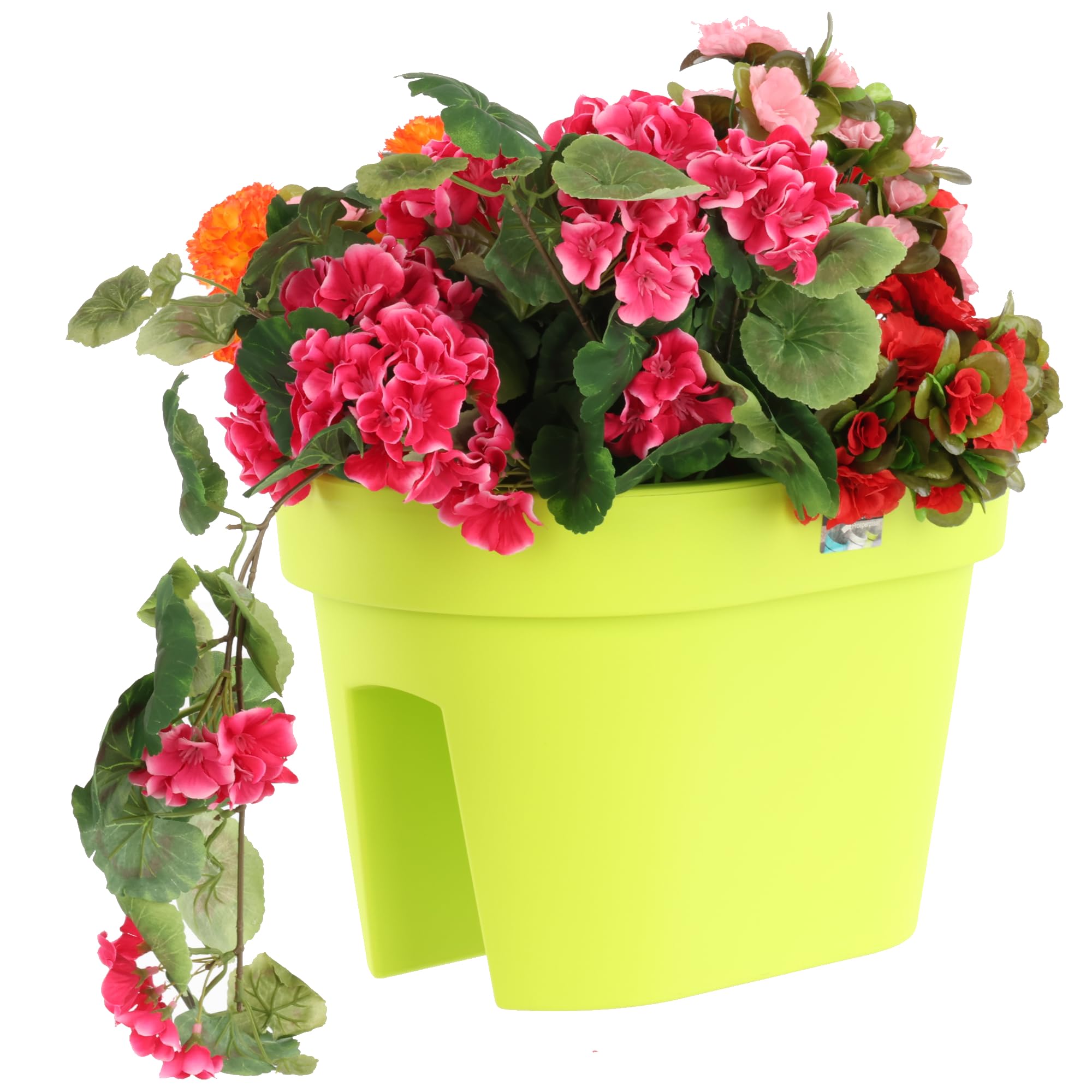 botle Juego de 3 cajas para balcón, jardineras, barandillas, balcones, macetas de barandilla, 39,5 cm, 12,3 L, color lima