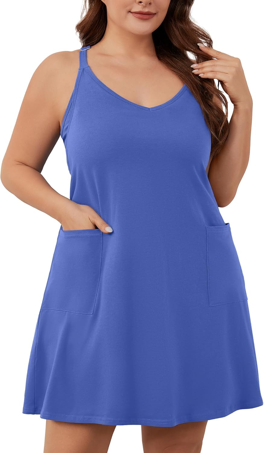 COOTRY Women's Plus Size Athletic Dress Summer Tennis Workout Mini Romper Dress Vacation Beach Outfits Built in Shorts