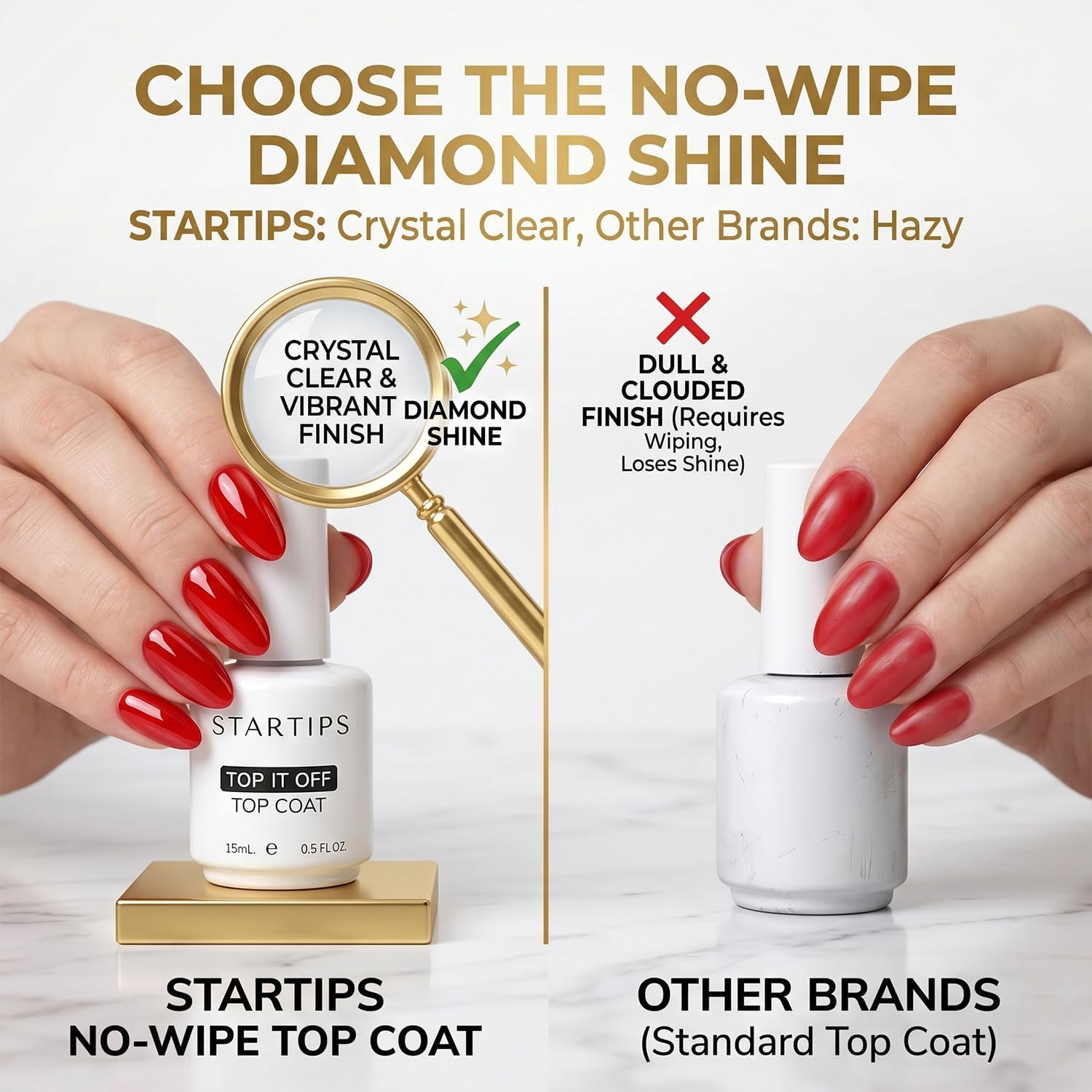 STARTIPS Professional 4-in-1 Gel Nail Kit | Top Coat, Base Coat, Primer & Dehydrator Set | 15ml Each | UV/LED Lamp Required 4