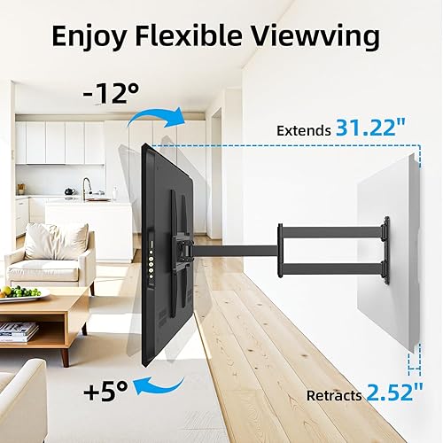 Miniatura 4 de USX STAR Soporte de pared para TV de esquina de brazo largo para televisores de 32 a 70 pulgadas, soportes de pared para televisores de movimiento