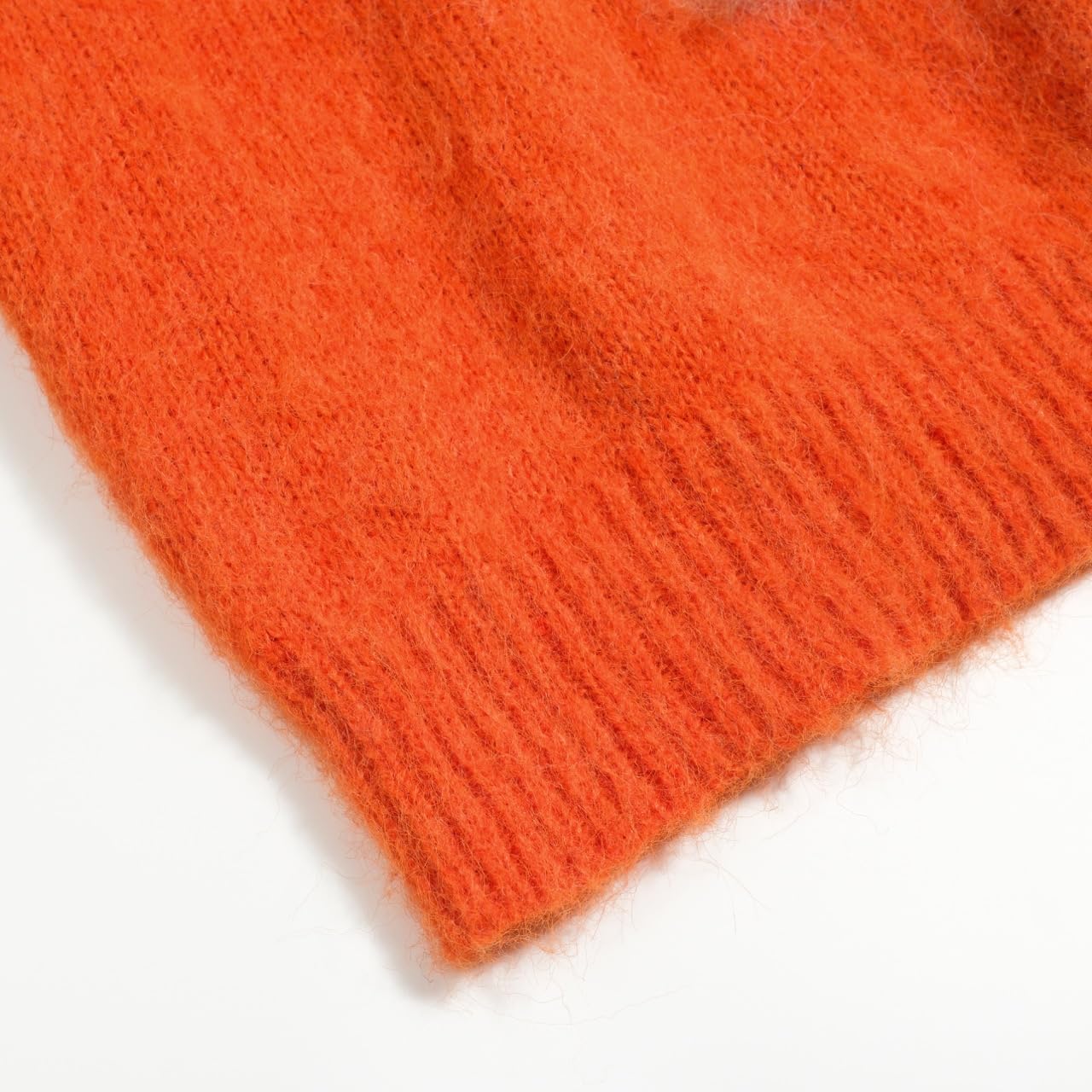 OXKnit Knitted Long Sleeves Sweaters for Women, Mod Style Casual Retro Cat Pattern Crewneck Orange Pullover Top - Image 6