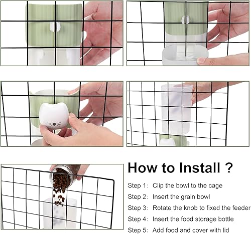 Miniatura 6 de Jaula colgante dispensador automático de agua de alimentos para mascotas pequeñas gravedad automática 0.8L Alimentador para gatos 0.87L Dispensador