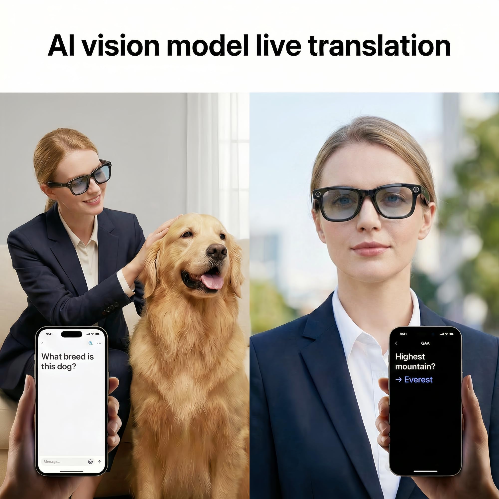 Occhiali intelligenti AI aggiornati 2026 con fotocamera HD, riconoscimento fotografico Al, fotografia, video, registrazione, chiamate Bluetooth, riproduzione di musica, impermeabile IP65