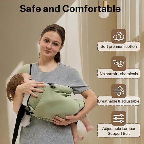 Miniatura 5 de HORUMP Portabebés para recién nacidos a niños pequeños, ajustable y ligero, portabebés de 25 a 60 libras, ideal para el hogar, compras y viajes,