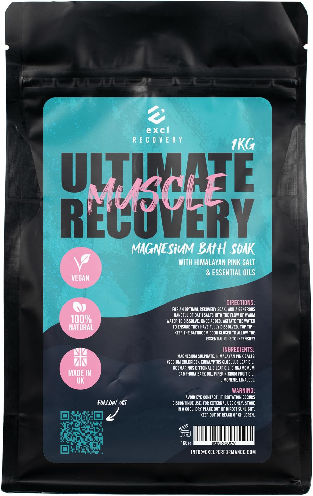 excl Epsom Salts. Himalayan Pink Salt. Bath Salts Muscle Soak. Muscle Recovery with Essential Oils (1kg)