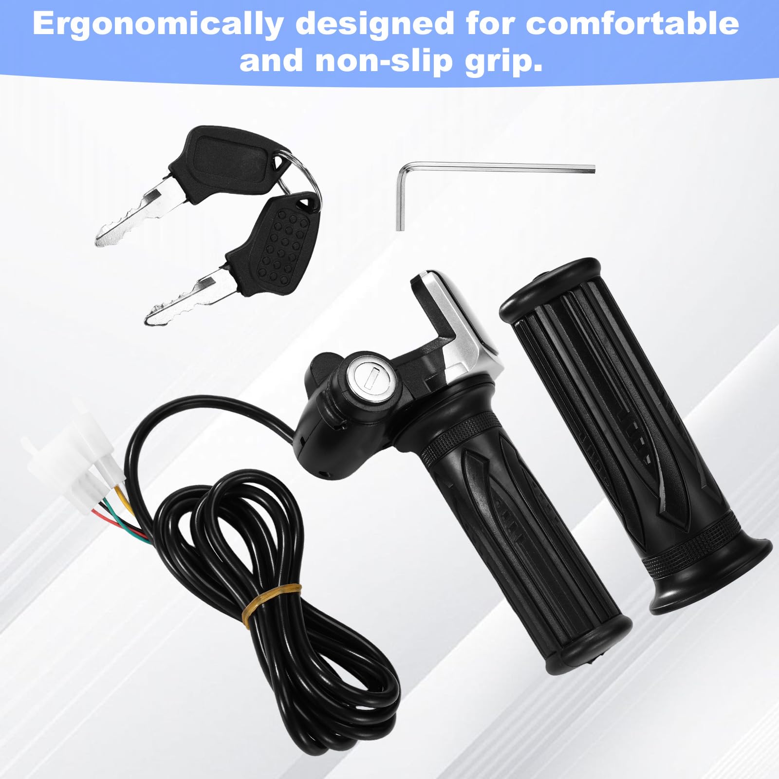5pz Set di Manopole Acceleratore Bici Elettrica per Ridstar Q20, Impugnatura Acceleratore a Rotazione Completa per Bici Elettrica con 2 Chiavi e 1 Chiave Inglese(Nero)